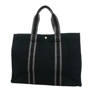 Herm&egrave;s Black Canvas Tote Bag (Pre-Owned)