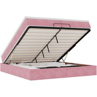vidaXL Estructura De Cama Otomana Colchones Terciopelo Rosa 200x200cm Vidaxl