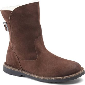 Birkenstock Womens Uppsala Shearling Suede Leather Boots In Espresso