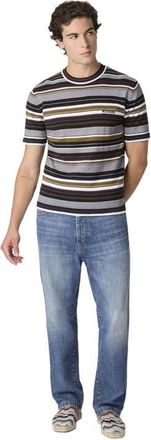 Missoni Striped Crew-neck Cotton T-shirt With Embroidered Logo Lettering in Beige& Grey at Nordstrom, Size 50