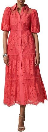Mint Velvet Lace Midi Shirt Dress in Hot Pink at Nordstrom, Size 12