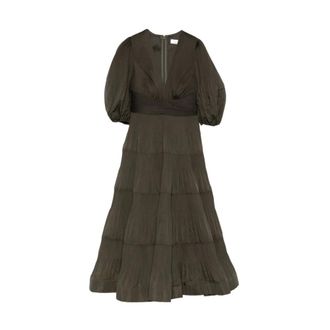 Zimmermann Midi Dresses, female, Green, Size: S Abito midi plissettato