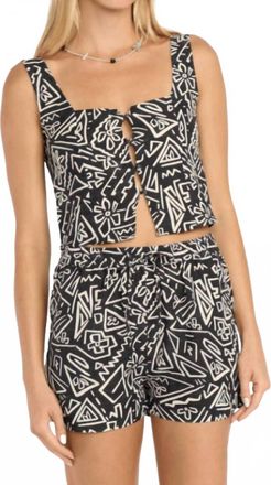 Billabong Feelin Free Woven Tank Top In Black/white