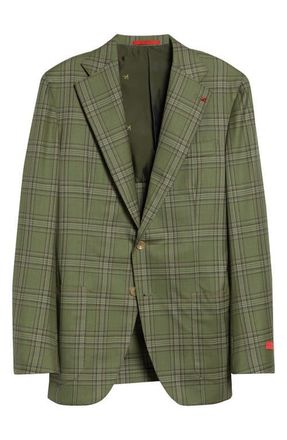 Isaia Delain Check Wool Sport Coat in Verde Segr 600 at Nordstrom, Size 44 Us