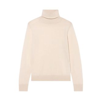 Brooks Brothers Relaxed Diamond Merino Turtleneck Sweater - Dames - Coltruien - Beige - M - Wol - Truien & Vesten