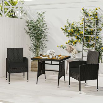 vidaXL Juego De Comedor De Jard&iacute;n 3 Pzas Rat&aacute;n Sint&eacute;tico Negro Vidaxl