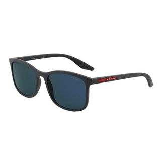 Prada Sunglasses Square Full Rim, Matte Black Frame And Light Grey Silver Mirror Lens Psa08S1Bo2B0