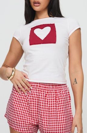 Princess Polly Were Lovers Organic Cotton Baby Tee in White at Nordstrom, Size 10