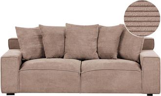 Beliani Sofa Corduroy Light Brown Corduroy 3 Seater Comfortable Living Room Modern Retro VISKAN
