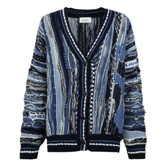 Laneus Cardigan in Jacquard Over Fit - Dames - Truien - Blauw - Maat: XS Wol