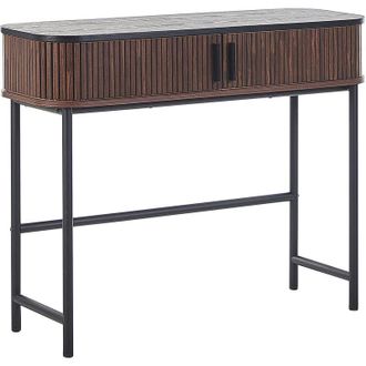 Beliani Beliani - Consola Madera Oscura Negro 100 X 35 Cm Puertas Corredera R&uacute;stico Jose