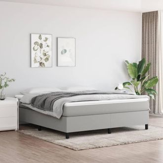 vidaXL Cama Box Spring Con Colch&oacute;n Tela Gris Claro 180x200 Cm Vidaxl