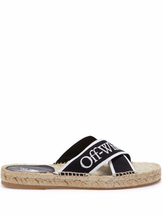 Off-white Crisscross espadrille sandals - women - Cotton/Jute/Leather/Rubber - 38 - Black