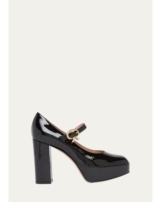 Gianvito Rossi 70mm Patent Leather Mary Jane Platform Pumps