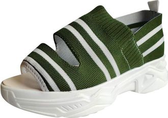 Generic Cocila Comfy Sandals For Women Uk Womens Summer Casual Sport Comfortable Elastic Platform Flat Beach Shoes Green, 7.5 Size 9 Ladies Black Sparkly Orth