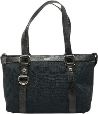 Gucci Pre-owned Tote Bags, female, Black, Size: ONE SIZE Pre-owned Canvas Tote Bag