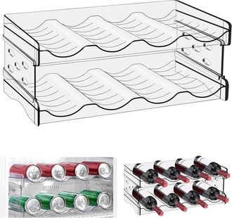 OEM Portabotellas Apilable De Pl&aacute;stico: Botellero Para 8 Botellas, Soporte Para Botellas De Agua, Organizador Para Refrigerador, Estante De Almacenamiento