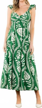 THML Clothing Leafy Vine Maxi Dress In Green