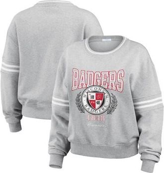 WEAR by Erin Andrews Womens WEAR by Erin Andrews Heather Gray Wisconsin Badgers Classic Stripe Pullover Sweater at Nordstrom, Size Xx-Large