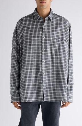 Acne Studios Soffia Relaxed Fit Check Flannel Button-Up Shirt in Black/White at Nordstrom, Size 36 Us