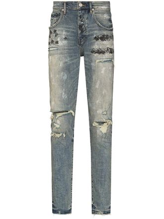 Purple Jeans slim con effetto vissuto - Blu