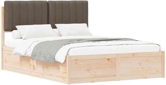 vidaXL Estructura De Cama Con Cabecera Tapizada Taup&eacute; 140 X 190 Cm Vidaxl