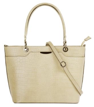 Cluty Henkeltasche CLUTY, Damen, Gr. B/H/T: 30cm x 22cm x 10cm onesize, beige, Leder, Reptilienpr&auml;gung, Taschen Henkeltasche, echt Leder, Made in Italy