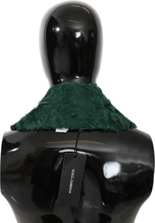 Dolce & Gabbana Womens Green Fur Shoulder Collar Wrap Lambskin Scarf