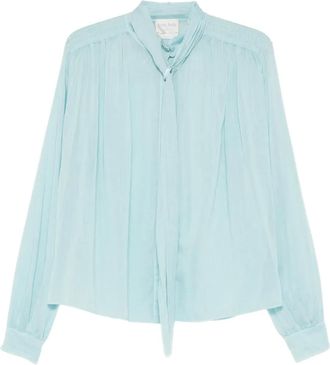Forte_Forte tie-neck long-sleeve blouse - women - Fabric - I - Blue