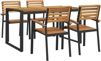 vidaXL vidaXL 5 Piece Garden Dining Set Solid Wood Acacia and Metal