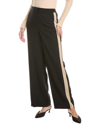 Kenneth Cole Fly Front High-Rise Side Stripe Wide Leg Pant