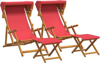 vidaXL Silla De Terraza 4 Pcs 3 Posici&oacute;n Madera De Eucalipto Maciza Vidaxl