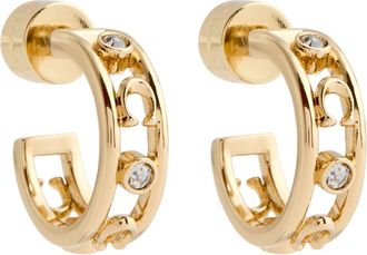 Coach Logo Crystal-embellished Hoop Earrings - Gold - One Size