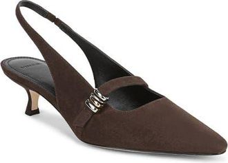 Vince Sonya Kitten Heel Pointed Toe Slingback Sandal in Cacao Brown Suede at Nordstrom, Size 9.5