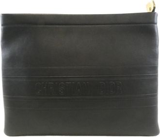 VBC Casa Black Leather Clutch Bag (Pre-Owned)