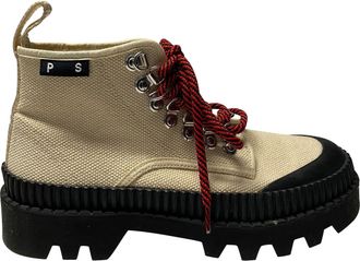 Proenza Schouler PSWL Chunky Ankle Boots in Ivory Canvas