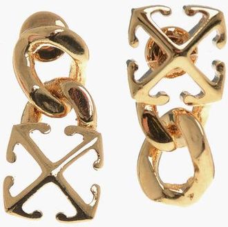 Off-white Gold-Tone Brass Earrings with Arrow Chain Mini Pendant size One Size