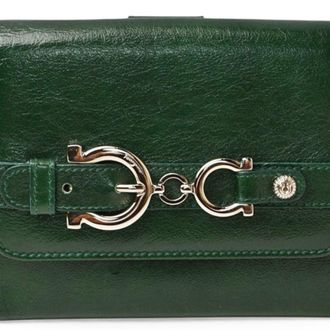 Ferragamo Green Leather Wallet (Tri-Fold) (Pre-Owned)