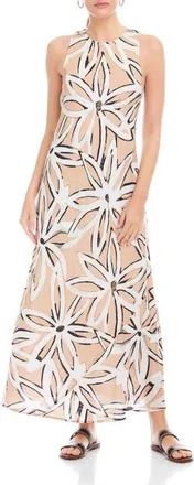 Fifteen Twenty Dani Floral Sleeveless Maxi Dress in Beige Floral Print at Nordstrom, Size Medium