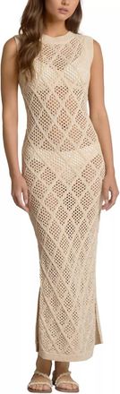 Elan Lucia Crochet Maxi Dress Swim Cover Up In Natural