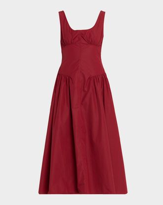 Proenza Schouler Kendal Drop-Waist Technical Cotton Midi Dress
