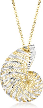 Ross-Simons Italian 18kt Gold Over Sterling and Sterling Silver Seashell Necklace