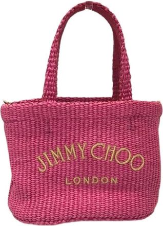 Jimmy Choo London Pre-owned Tote Bags, female, Pink, Size: ONE SIZE Pre-owned Raffia Tote Bag