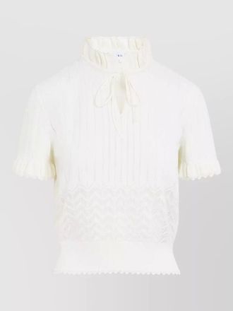 Alexander McQueen lace pointelle knit top short sleeves