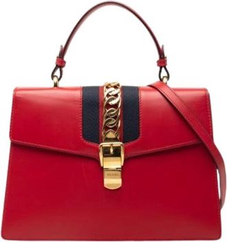 Gucci Pre-owned Sylvie Satchel - Dames - Vintage Handtas - Rood - ONE Size - Leer - Vintage