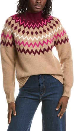 Isla Sara Oversized Fairisle Mock Neck Cashmere Sweater