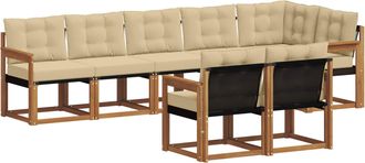 vidaXL Conjunto De Sof&aacute;s De Exterior 8 Uds. Natural Y Beige Vidaxl