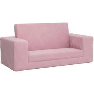 vidaXL Sof&aacute; Cama Para Ni&ntilde;os De 2 Plazas Felpa Suave Rosa Vidaxl