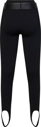 Self Portrait Womens Stirrup Leggings Black Compact Knit Viscose Trousers