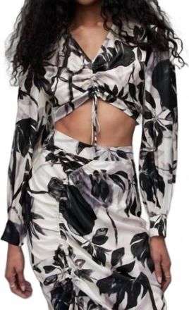 AllSaints Carla Jackie Silk Blend Crop Top In Multicolor